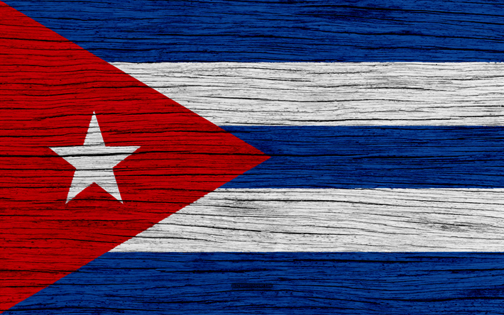 Lippu Kuuba, 4k, Pohjois-Amerikassa, puinen rakenne, Kuuban lippu, kansalliset symbolit, art, Kuuba