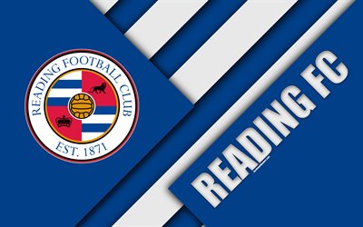 FC, logo, 4k, mavi soyutlama, malzeme tasarımı, İngiliz Futbol Kul&#252;b&#252;, Reading, Berkshire, İngiltere, İNGİLTERE, futbol, okuma, HAZIRLIK Şampiyonası