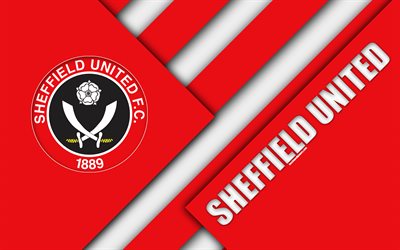 Sheffield United FC, logo, 4k, rosso, astrazione, il design dei materiali, il club di calcio inglese, South Yorkshire, Inghilterra, regno UNITO, calcio, Campionato EFL