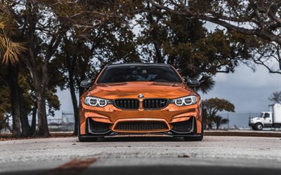 BMW M4, F83, 2018, vista de frente, bronce m4, la optimizaci&#243;n, el BMW