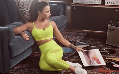 Demi Lovato, 2018, fitness, 4k, Amerikalı şarkıcı, g&#252;zellik, superstars