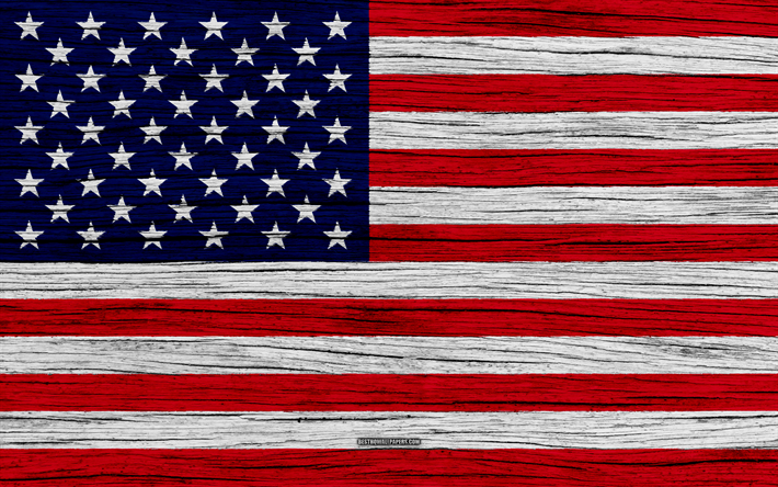 アメリカのフラグ, 4k, 北米, 木肌, 国立記号, 米国国旗, 美術, 米国, 米国旗