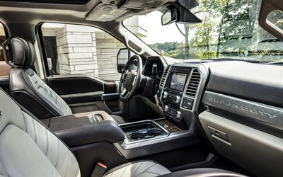 2019, Ford Super Duty F450 Limited, interior, new F450 2019, inside view, new silver F-450, american pickup trucks, Ford
