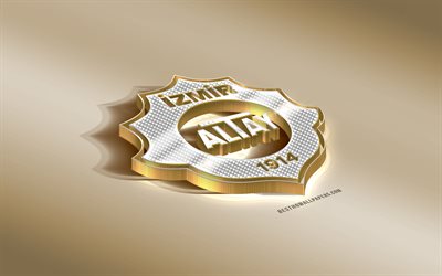 Altay SK, T&#252;rk Futbol Kul&#252;b&#252;, altın g&#252;m&#252;ş logosu, İzmir, T&#252;rkiye, MBT Birinci Lig, PTT 1 Lig, 3d altın amblemi, yaratıcı 3d sanat, futbol