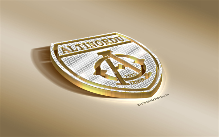Altinordu FK, turco, club de f&#250;tbol, oro plateado, Izmir, Turqu&#237;a, TFF First League, PTT 1 Lig, 3d emblema de oro, creativo, arte 3d, Altinordu, f&#250;tbol