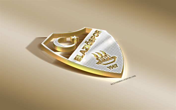 Elazigspor, Turkish football club, golden silver logo, Elazig, Turkey, TFF First League, PTT 1 Lig, 3d golden emblem, creative 3d art, football