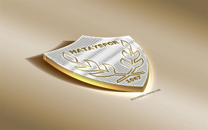 Hatayspor, Turkish football club, golden silver logo, Antakye, Hatay, Turkey, TFF First League, PTT 1 Lig, 3d golden emblem, creative 3d art, football