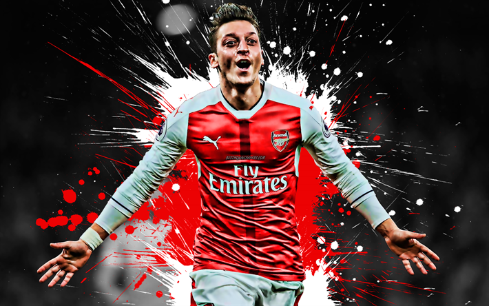 Mesut Ozil, Futebolista alem&#227;o, meio-campista, O Arsenal FC, Londres, Premier League, Inglaterra, meta, alegria, famosos jogadores de futebol