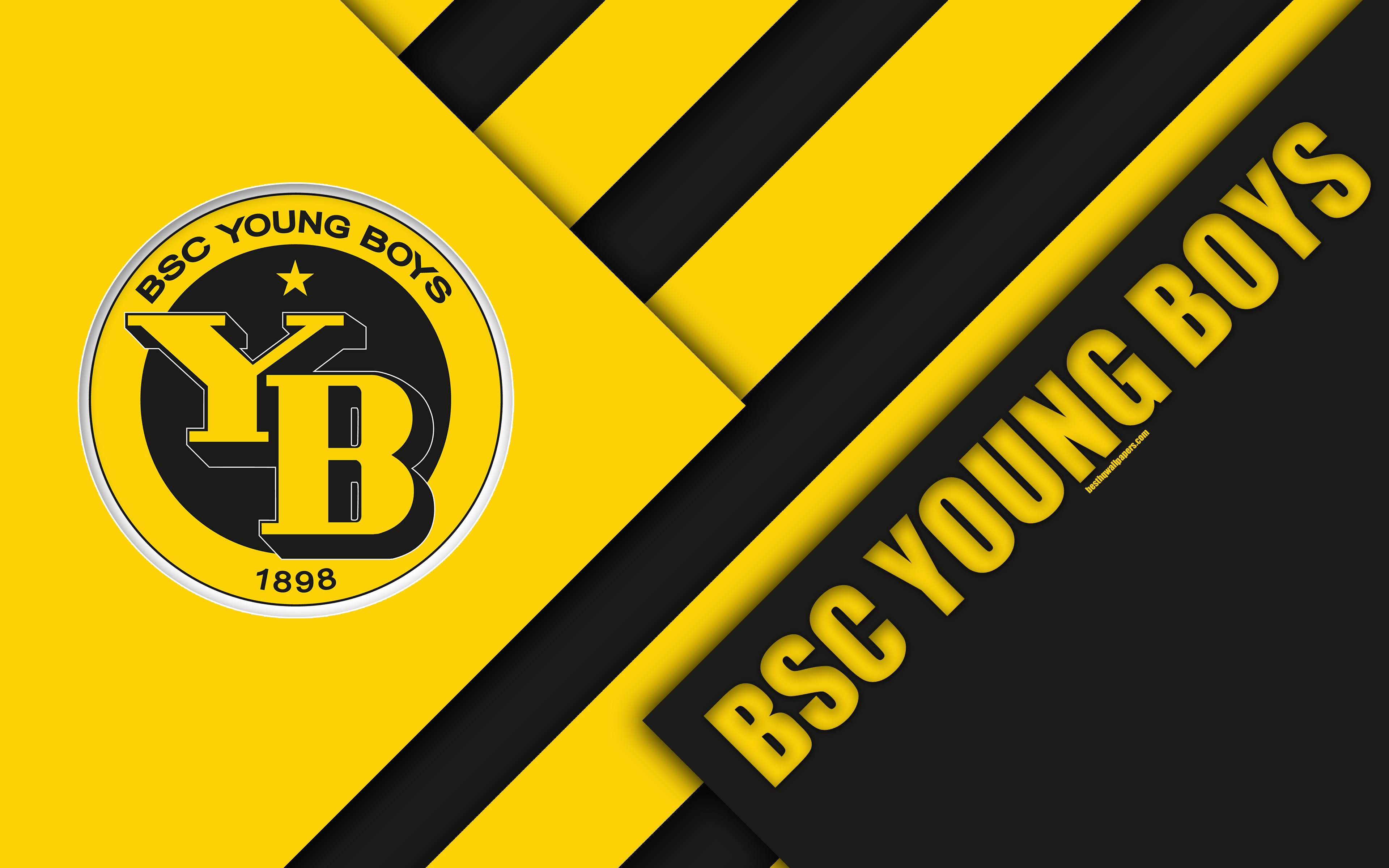 Download wallpapers BSC Young Boys, 4k, Swiss football club, yellow black  abstraction, material design, logo, Swiss Super League, Bern, Switzerland,  football for desktop with resolution 3840x2400. High Quality HD pictures  wallpapers
