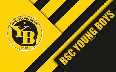 bsc young boys, 4k, schweizer fu&#223;ball-club gelb schwarz abstraktion, material, design, logo, schweizer super league, bern, schweiz, fu&#223;ball