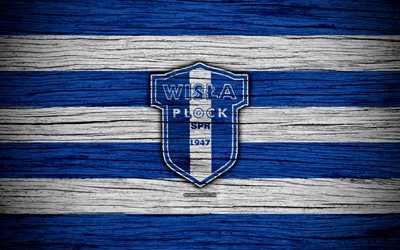 Wisla Plock, 4k, Ekstraklasa, textura de madeira, futebol, Pol&#243;nia, Wisla Plock FC, clube de futebol, FC Wisla Plock