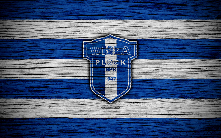 Wisla Plock, 4k, Ekstraklasa, di legno, texture, calcio, Polonia, Wisla Plock FC, football club, FC Wisla Plock
