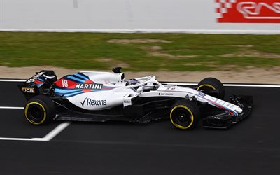 Williams FW41, 2018, F&#243;rmula 1, temporada 2018, exterior, novo piloto de prote&#231;&#227;o, HALO prote&#231;&#227;o, F&#243;rmula Um carro de corrida, Williams