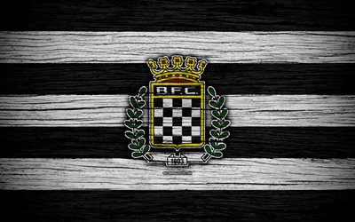 Boavista, 4k, Portugal, Primeira Liga, soccer, wooden texture, Boavista FC, football club, logo, FC Boavista