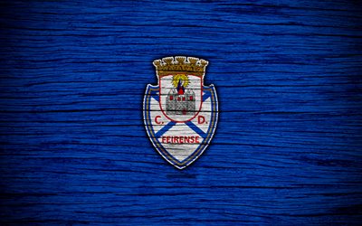 Feirense, 4k, Portugal, Primeira Liga, soccer, wooden texture, Feirense FC, football club, logo, FC Feirense