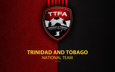 Trinidad och Tobago landslaget, 4k, l&#228;der konsistens, emblem, Soca Krigare, logotyp, fotboll, Trinidad och Tobago