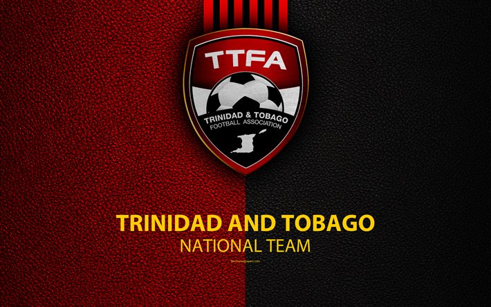 trinidad and tobago national football team, 4k, leder textur, emblem, die soca warriors, logo, fu&#223;ball, trinidad und tobago