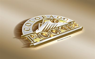 Colorado Rockies, American baseball club, MLB, Golden Silver logo, Denver, Colorado, USA, Major League Baseball, 3d golden emblem, creative 3d art, baseball