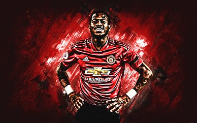Fred, Manchester United FC, midfielder, red stone, portrait, famous footballers, football, Brazilian footballers, grunge, Premier League, England
