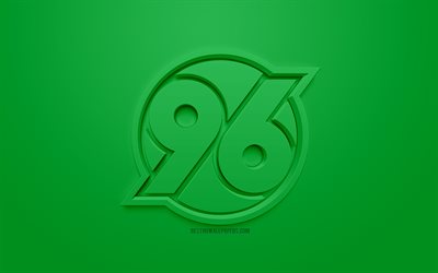 Hanovre 96, cr&#233;atrice du logo 3D, fond vert, 3d embl&#232;me, club de football allemand, de la Bundesliga, Hanovre, Allemagne, art 3d, le football, l&#39;&#233;l&#233;gant logo 3d