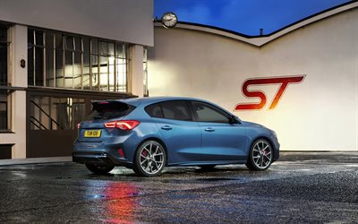 Ford Focus ST, 2020, rear view, exterior, new blue Focus, tuning Focus, american cars, Ford