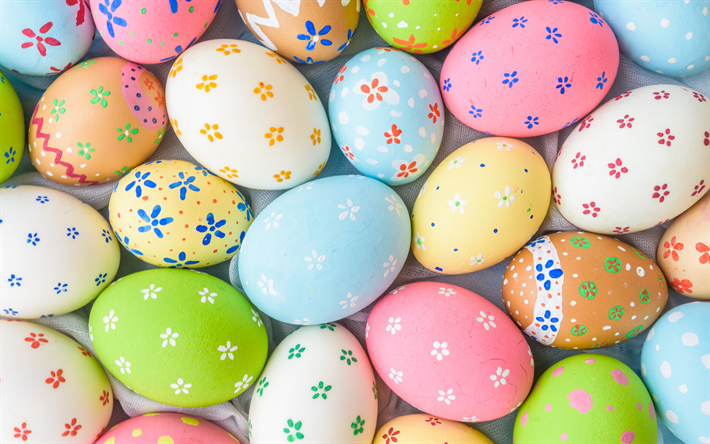 متعددة الألوان بيض عيد الفصح, عيد الفصح خلفية, البيض, الربيع, عيد الفصح