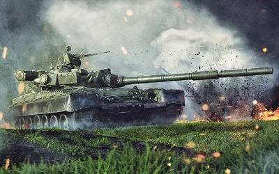T-80, معركة, الدبابات, الروسية MBT, الجيش الروسي, العمل الفني, التمويه الأخضر, المركبات المدرعة