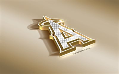 Los Angeles Angels, Americana de beisebol clube, MLB, Ouro Prata logotipo, Anaheim, Calif&#243;rnia, EUA, Major League Baseball, 3d emblema de ouro, criativo, arte 3d, beisebol