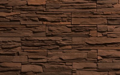 brun texture de pierre, carrelage en pierre, objets d&#39;art d&#233;coratif, brun, texture, mur