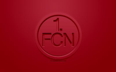 FC Nurnberg, creative 3D logo, burgundy background, emblema 3d, Italian football club, la Bundesliga, N&#252;rnberg, Germany, 3d, calcio, alla moda logo 3d