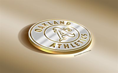 Oakland Athletics, American baseball club, MLB, Golden Silver logo, Oakland, California, USA, Major League Baseball, 3d golden emblem, creative 3d art, baseball
