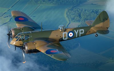Bristol Blenheim, kevyt pommikone, World War II, Royal Air Force, Britannian pommikone, sotilaslentokoneiden, Blenheim Mk I, RAF