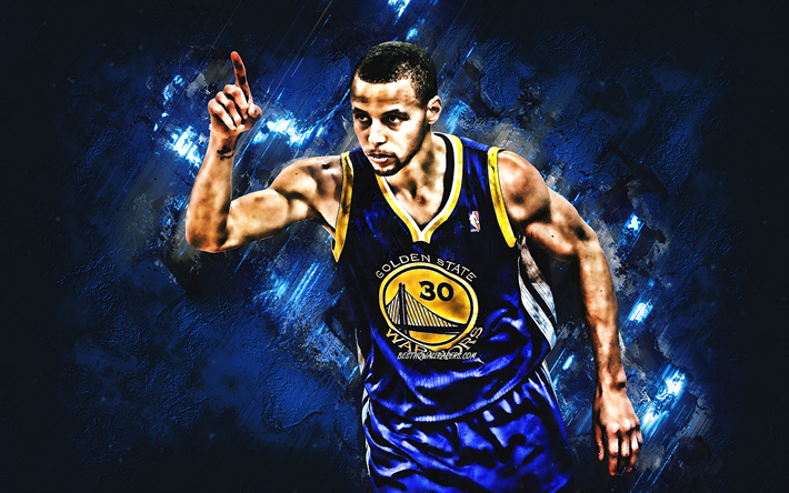Stephen Curry, giocatore di basket Americano, Golden State Warriors NBA, arte creativa, basket, USA, pietra blu