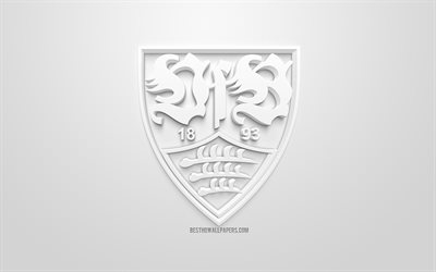 Il VfB Stuttgart, creativo logo 3D, sfondo bianco, emblema 3d, club di calcio tedesco, la Bundesliga, Stutgart, Germania, 3d, arte, calcio, elegante logo 3d