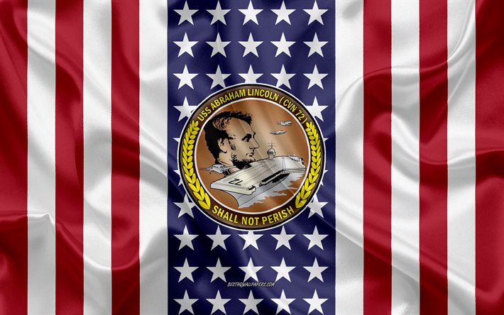 USS Abraham Lincoln Emblem, CVN-72, American Flag, US Navy, USA, USS Abraham Lincoln Badge, US warship, Emblem of the USS Abraham Lincoln
