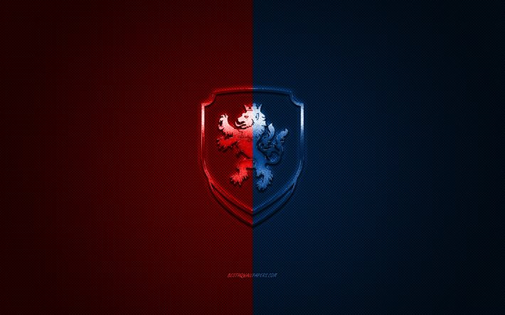 Czech Republic national football team, emblem, UEFA, red-blue logo, red-blue carbon fiber background, Czech Republic football team logo, football, Czech Republic