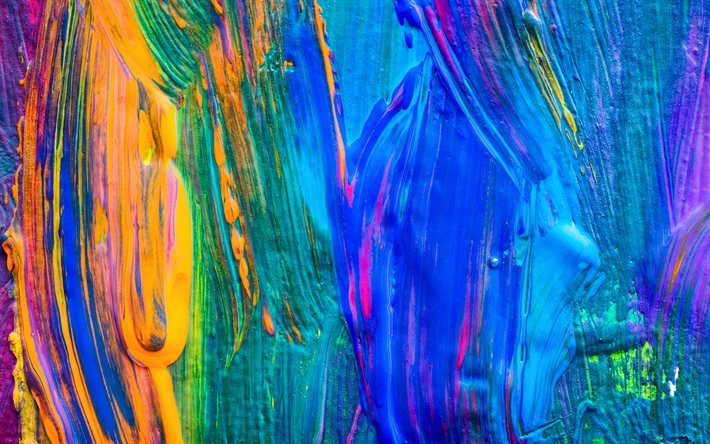 colorato, pittura a olio, 4k, macro, pittura a olio texture, colorato ondulato sfondo, creativo, sfondi colorati