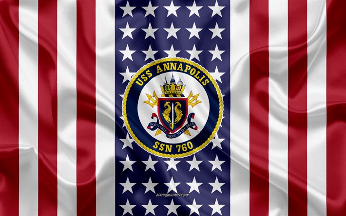 USS Annapolis Emblem, SSN-760, American Flag, US Navy, USA, USS Annapolis Badge, US warship, Emblem of the USS Annapolis