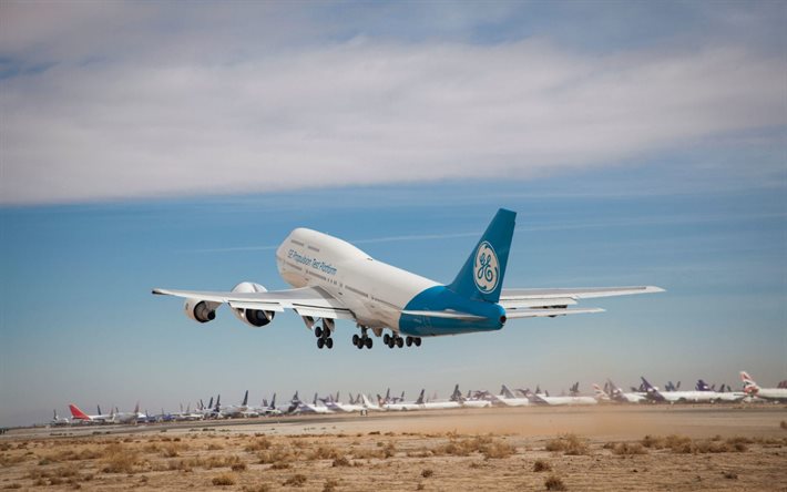 Boeing 777X, GE9X, passenger airliner, passenger plane, airport, airplane take-off, Boeing