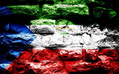 Equatorial Guinea flag, grunge brick texture, Flag of Equatorial Guinea, flag on brick wall, Equatorial Guinea, flags of Africa countries