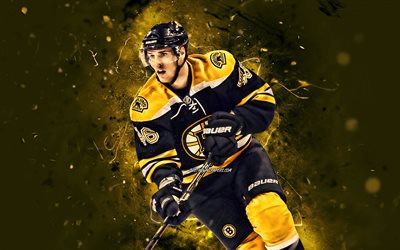 David Krejc, Boston Bruins, NHL, hockey players, neon lights, David Krejc Boston Bruins, hockey, USA