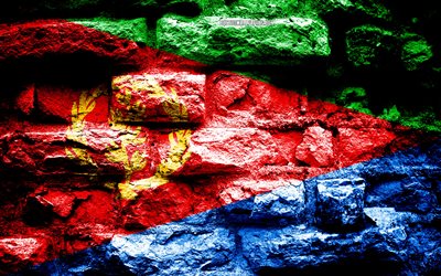 Eritrea flag, grunge brick texture, Flag of Eritrea, flag on brick wall, Eritrea, flags of Africa countries