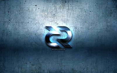 Decred metal logo, grunge, cryptocurrency, blue metal background, Decred, creative, Decred logo