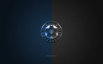 Estonia national football team, emblem, UEFA, gray-blue logo, gray-blue fiber background, Estonia football team logo, football, Estonia
