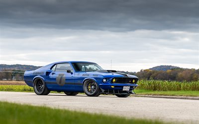 1969, Ford Mustang, retro cars, sports coupe, Mustang tuning, HRE Wheels, american cars, Ford