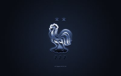 Ranskan jalkapallomaajoukkue, tunnus, UEFA, sininen logo, sininen kuitu tausta, France football-joukkueen uusi logo, jalkapallo, Ranska
