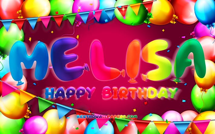 Buon Compleanno Melisa, 4k, palloncino colorato telaio, Melisa nome, sfondo viola, Melisa buon Compleanno, Melisa Compleanno, popolare turca nomi di donna, Compleanno, concetto, Melisa