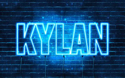 Kylan, 4k, wallpapers with names, horizontal text, Kylan name, blue neon lights, picture with Kylan name