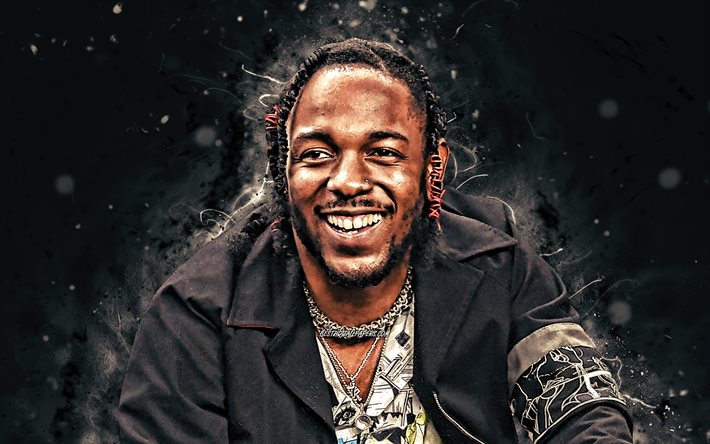 Kendrick Lamar, 4k, le rappeur am&#233;ricain, stars de la musique, fan art, Kendrick Lamar Duckworth, american c&#233;l&#233;brit&#233;, n&#233;on blanc, cr&#233;atif, Kendrick Lamar 4K