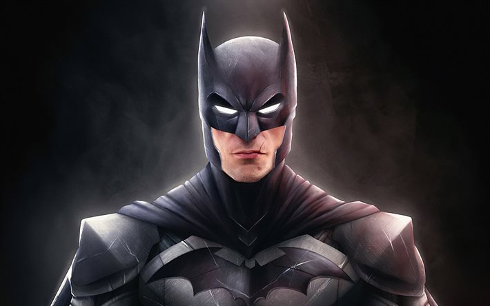 Batman, 3D-konst, superhj&#228;ltar, m&#246;rker, svarta bakgrunder, Bat-man, DC Comics, Cartoon Batman